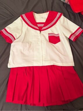 JK Kawaii Red & White Sailor Mini Dress - Unbranded